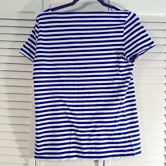 Talbot boat neck top, blue/white stripe, medium - Picture 2 of 3